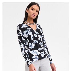 INC International Concepts Monochrome Floral Blouse